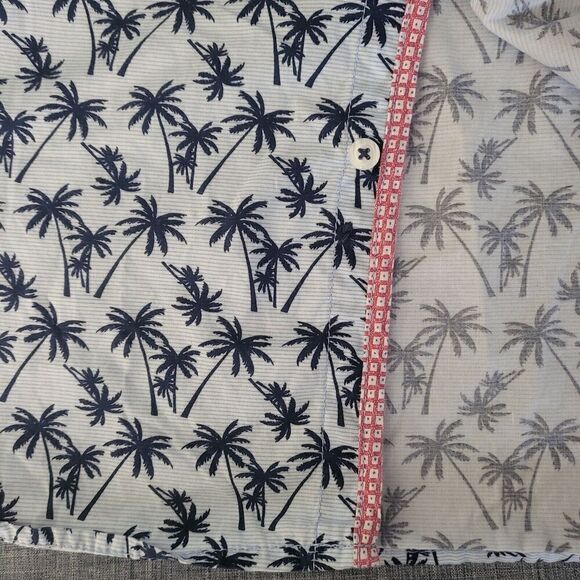 Michael Brandon Slim Fit Palm Tree Hawaiian Shirt Navy White Men's XL - Picture 5 of 6